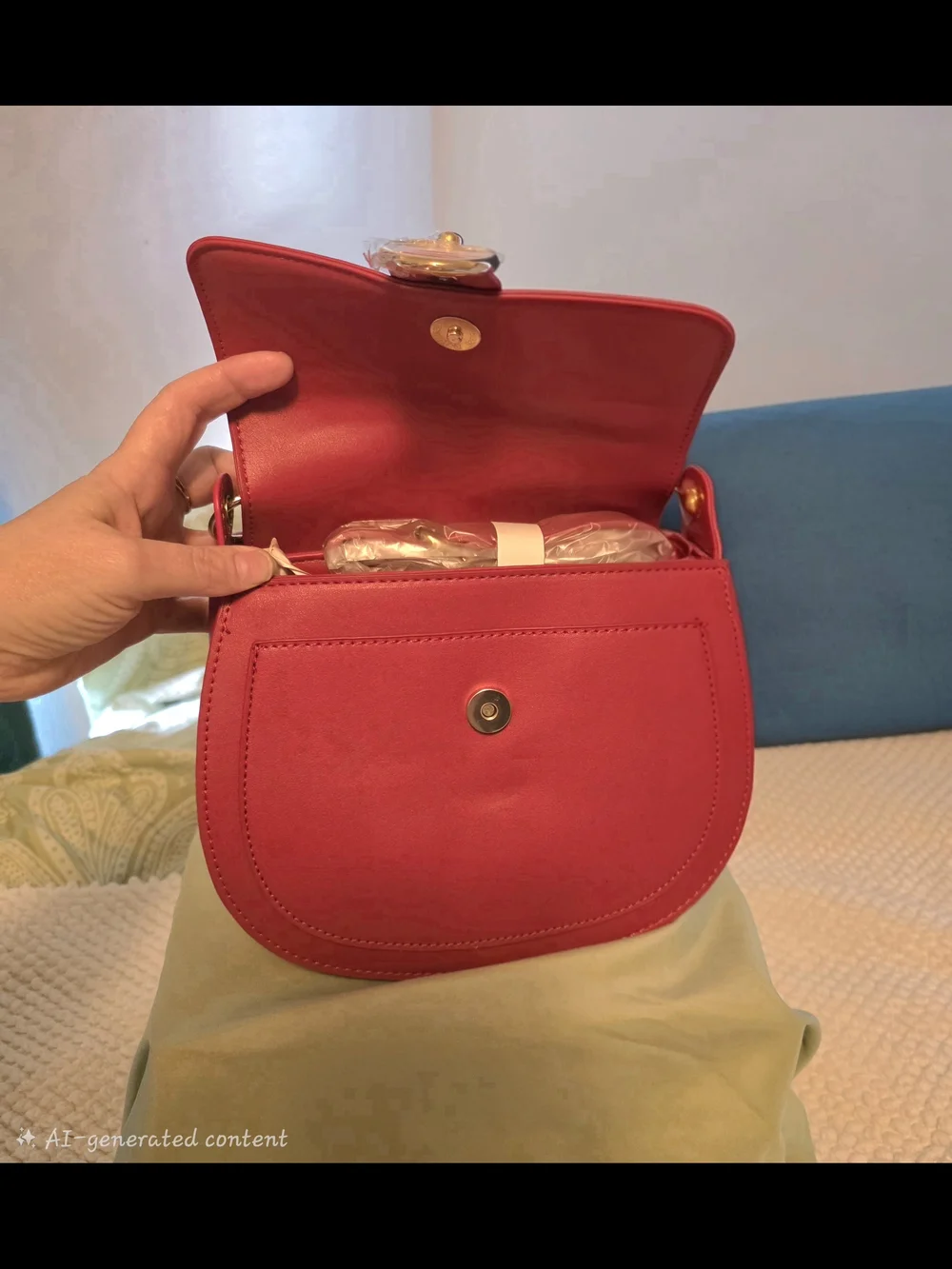 Badgley Mischka Red Saddle Bag - Letter Lock